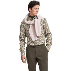 Overhemd - Olijf - Katoen - Button-Downkraag - Lange Mouwen