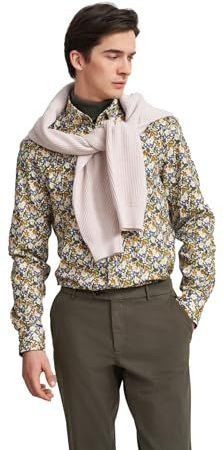 Overhemd - Olijf - Katoen - Button-Downkraag - Lange Mouwen