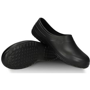 FUZZIO Lichte clogs voor dames, comfortabele clogs voor heren, tuinschoenen voor heren, gevoerde tuinschoenen, rubberen schoenen, gesloten, zwart, 41 EU