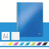 Leitz A4 Notitieboek Met PP Kaft, Blauw, Spiraalgebonden, 80 Vellen, Gelinieerd, Ivoorkleurige Vellen Van 80 Gsm, WOW Get Organised