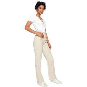 Trendyol Dames Basic hoge taille rechte pijp rechte broek, Nerts, 40