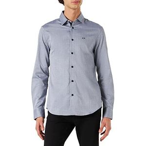 Armani Exchange Heren-patroon, geborduurd logo shirt, Heaather Blue Dots, Extra Small