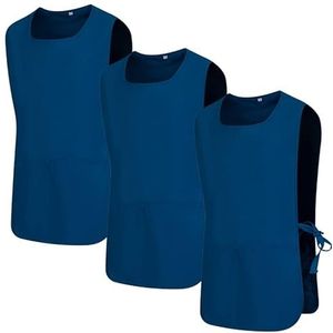 MISEMIYA - Verpakking van 3 stuks - reinigingsschort, laboratoriumuniform, kliniek, medische reiniging 3-3301, marineblauw 68, XL