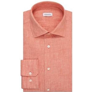 Seidensticker Zakelijk overhemd voor heren, regular fit, zacht, kentkraag, lange mouwen, 100% linnen, oranje, 44