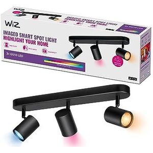 WiZ Opbouwspot Imageo 3-Lichts GU10 - Gekleurd en Wit Licht - Slimme LED Verlichting - Draaibare Spots - 3 x 5 W - Zwart
