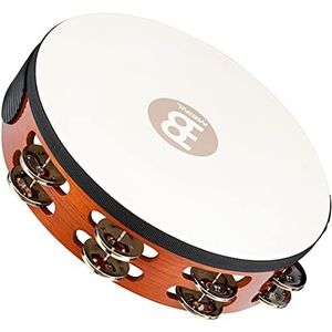 Meinl Percussion TAH2AB Headed Wood Tambourine met stalen klemmen (2 rijen), 25,40 cm (10 inch) diameter, Afrikaanse bruin