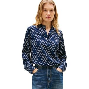 Tommy Hilfiger Dames VIS Twill V-NK Blouse WW0WW48178 L/S Blouses, blauw (Argyle Print Navy), 36, Blauw (Argyle Print Marine), 62
