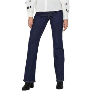 ONLY Dames flared fit jeans uitlopende hoge taille jeans, donkerblauw (dark blue denim), 34 NL/S/L