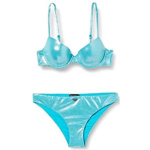 Emporio Armani Swimwear Women's Emporio Armani Dot Foil Lycra Sculpture BH/Brief Bikini Set, Turquoise, XS, turquoise, XS
