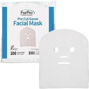 ForPro Mull-Mask, Voorgesneden, 100% katoen, voor gezichtsbehandelingen en maskers, 100 stuks