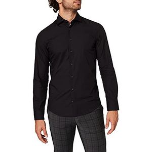 Seidensticker Heren Slim Fit Langarm Popeline Shirt, Zwart, 46 NL