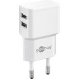 Goobay 44952 2-voudige USB-lader extra compact ontwerp 2, 4A, wit