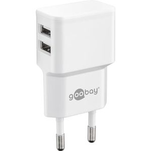 Goobay 44952 2-voudige USB-lader extra compact ontwerp 2, 4A, wit