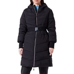 Mexx Dames Midi Length Hooded Padded Jacket Parka, zwart, XS