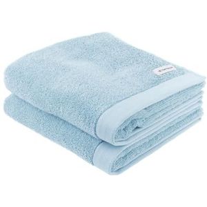 TOM TAILOR handdoek, set van 2, 50 x 100 cm, 100% katoen/badstof, met hanger en label met logo, Color Bath Towel lichtblauw (Sky Blue)