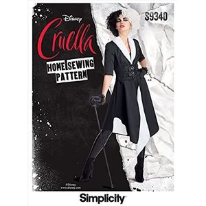 Simplicity SS9340H5 Misses Costume Make Your Mark in dit officieel gelicentieerde kostuum van Disney's Live Action Movie Cruella. Fit en Flare Coat heeft onder ellebooglengte mouwen,