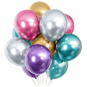 100 stuks ballonnen, Oboteny verjaardag ballonnen, 12 inch (30 cm) metallic ballonnen, vijf kleuren, 100% natuurlijke latex, helium ballonnen, verjaardag en bruiloft decoratie