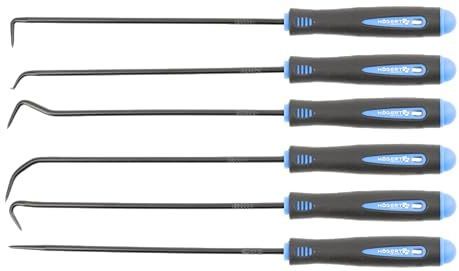 Högert Technik - Set met lange haken 6-dlg. koolstofstaal, prestaties, duurzaamheid, diverse toepassingen, montagewerkzaamheden, onderhoudswerkzaamheden