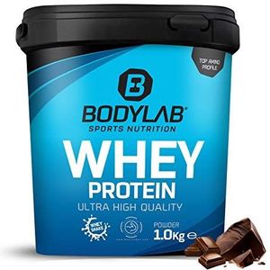 Bodylab24 Eiwitpoeder Whey Protein Dubbele Chocolade 1kg, eiwitshake voor krachttraining en fitness, Whey poeder kan spieropbouw ondersteunen, Hoogwaardig eiwitpoeder met 80% eiwit, Aspartaamvrij