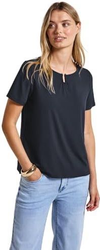 Street One Dames Shirt met uitsnijding in Blauw, in size: 34
