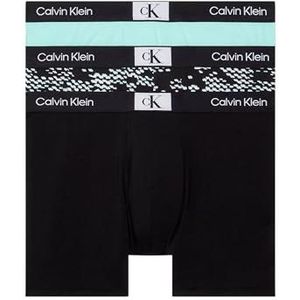 Calvin Klein heren shorts Boxer Slip 3pk, Aquatisch, Polka Niet Prt_aquatic, Blk, L