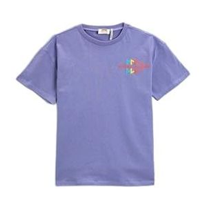 Koton Bedrukt T-shirt met korte mouwen, katoen, ronde hals, violet (U99), 3-4 jaar voor kinderen, Paars (U99), 3-4 jaar