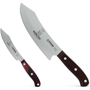 Giesser sinds 1776 - Gemaakt in Duitsland - PremiumCut, Rocking Chef, messenset 2 stuks, koksmes 20 cm, kantoormes 10 cm, micarta, rood, roestvrij, grill messenset