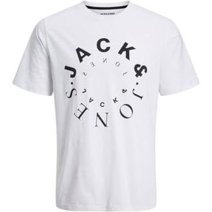 JACK & JONES Heren T-shirt met ronde hals JJWARRIOR - Regular Fit S M L XL XXL, White Big, M