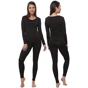 Women Thermal Set, Lightweight Ultra Soft Fleece Shirt and Tights,Black,Medium