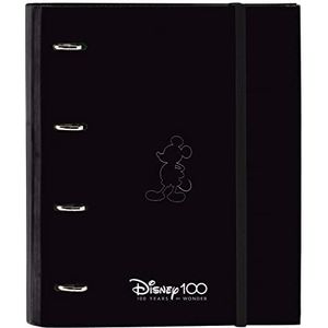 Safta Mickey Mouse 100 ringband met 4 ringen, 35 cm, met 100 A4-vellen, ideaal voor kinderen van verschillende leeftijden, comfortabel en veelzijdig, kwaliteit en dikte, 27 x 3,5 x 32 cm, zwart