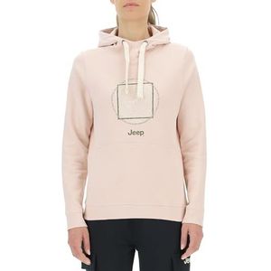 JEEP O102918-P558 J dames sweatshirt met capuchon zak riemtas - ringen van hout met grote opdruk J23W dames poeder roos XS