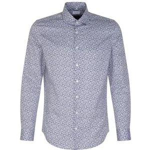 Seidensticker Zakelijk overhemd voor heren, slim fit, zacht, kent-kraag, lange mouwen, 100% katoen, donkerblauw, 40
