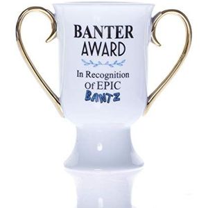 Boxer Gifts MU3095 Trophy mok beker met opschrift Banter Award, grappig kerstcadeau, voor vrienden en collega's, keramiek