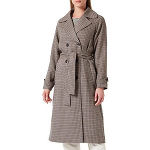 KAFFE Kaolina Coat Trenchcoat dames, Houndstooth/Sand/Blue Check, 32