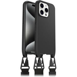 OtterBox React Lanyard hoesje met MagSafe voor iPhone 15 Pro, beschermhoes met verstelbare en afneembare lanyardriem, getest volgens militaire standaard, Zwart, Zonder Verpakking