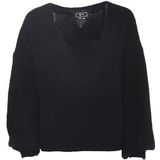 faina - Trui - Zwart - Knitwear - V-hals - Losse Pasvorm