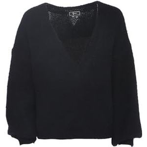 faina - Trui - Zwart - Knitwear - V-hals - Losse Pasvorm