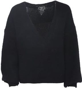 faina - Trui - Zwart - Knitwear - V-hals - Losse Pasvorm