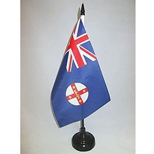 New South Wales Table Vlag 14x21 cm - Australië - New South Welshmen Desk Vlag 21 x 14 cm - Zwarte plastic stok en voet - AZ FLAG