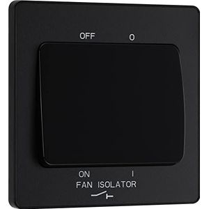BG Evolve Mat Zwart (zwart Ins) Ventilator Isolator Schakelaar, 10A Triple Pole