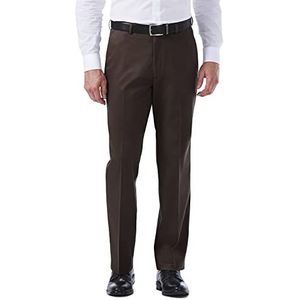 Haggar Mannen Premium No Iron Khaki Classic Fit Flat Front Casual Pant, Chocolade, 34W / 32L
