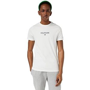 Tommy Hilfiger Heren Hilfiger Logo TEE S/S T-shirts, wit, S, Kleur: wit, S