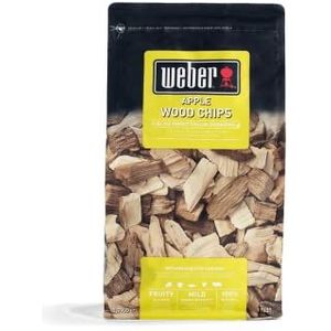 Weber Appel Houtsnippers | Hardhout | 0,7 Kg | BBQ Smoker Houtsnippers | Barbecue & Smoker Brandstof | Alternatief Voor Briketten | 100% Natuurlijke Houtsnippers (17621)