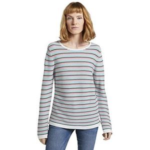 TOM TAILOR Dames Gebreide trui van biologisch katoen 1016350, 26249 - Peach Multicolor Stripe, L