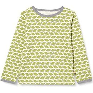 loud + proud Uniseks T-shirt met lange mouwen voor kinderen, met walvisprint, GOTS-gecertificeerd T-shirt, mos, 122/128 cm