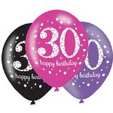 Amscan 9900876 - Roze Sprankelende Viering 30e Verjaardag 11 Inch Latex Ballonnen - 6 Pack