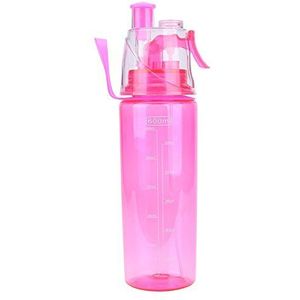 Tbest Spray waterfles sport spray mist drukfles transparant, 600 ml roze blauw groen plastic fitness fles water spuitfles sportfles voor fitness, outdoor, school, drinken (roze)
