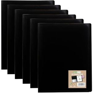 eco-eco A4 100% Gerecycled 120 Pocket Zwart Flexibele Cover Portfolio Boek Folder Display Boek, Pack van 6 Boeken, eco161x6