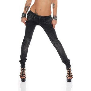 Herrlicher Dames Pitch Slim Denim Black Stretch Jeans, zwart (Turbulent 650), 27W x 32L