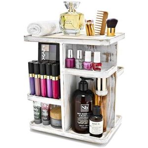 Sorbus 360° cosmetische organizer, houten multifunctionele opbergcarrousel voor make-up, toiletartikelen en meer - geweldig voor ijdelheid, bureau, badkamer, slaapkamer, kast, keuken (grijs hout)